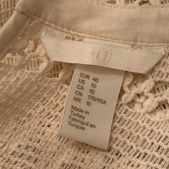 H&M  Cream Bohemian Fringe Lace Top Size 10 - Picture 7 of 8